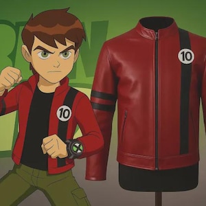 Ben 10 Red Leather Cosplay Jacket: Alien Force, Omniverse Costume