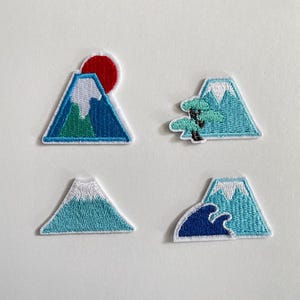 Fuji Berg Mini Patch Japan Landschaft Bügelbild Stick Aufnäher Mountain Nature Iron On Patch