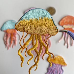 Jellyfish Embroidery Patch Sea Creatures Maritime Looks Iron-on Clothing Jacket Sea Decor Sea Life Medusa Beach image 15
