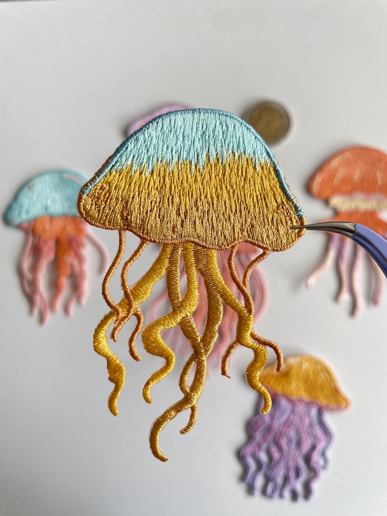 Jellyfish Embroidery Patch Sea Creatures Maritime Looks Iron-on Clothing Jacket Sea Decor Sea Life Medusa Beach image 15