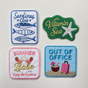 Summer Embroidery Patch Sardines Club Summer Babe Out Of Office Iron On Patch Sew On