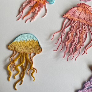 Jellyfish Embroidery Patch Sea Creatures Maritime Looks Iron-on Clothing Jacket Sea Decor Sea Life Medusa Beach image 5