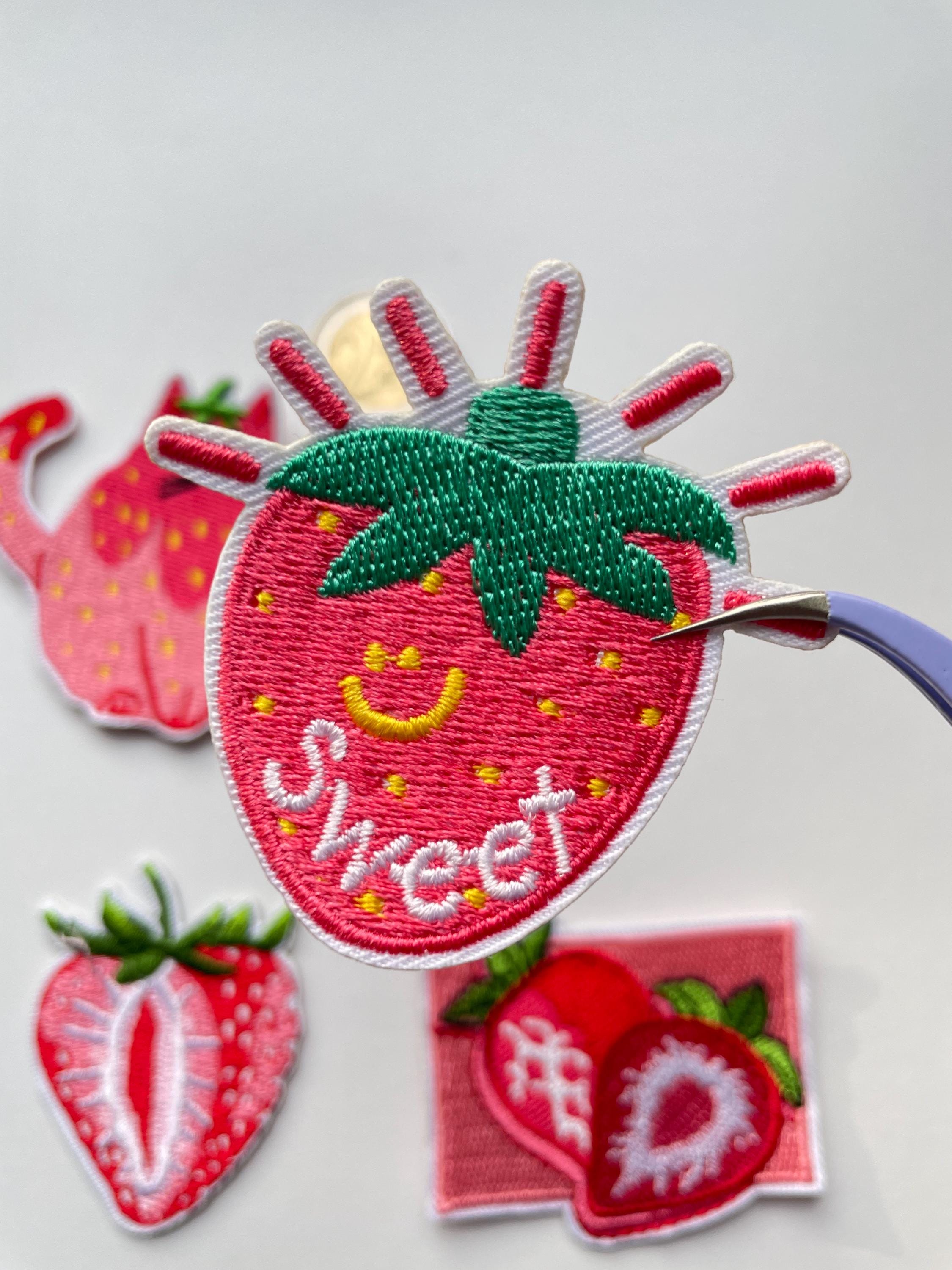 Strawberry Cat Patch, Sweet Strawberry Embroidery Patch, Cute