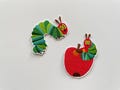 Cute Caterpillar Embroidery Patch, Hungry Colorful Caterpillar on Apple, Cartoon Patch for Kids Clothes Bag DIY Projects Backpack product logo