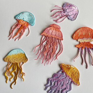 Jellyfish Embroidery Patch Sea Creatures Maritime Looks Iron-on Clothing Jacket Sea Decor Sea Life Medusa Beach image 7