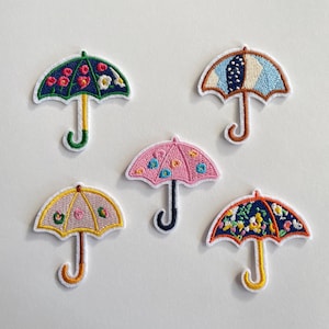 Regenschirm Aufbügler Blumen Muster Stick-Applikation Floral Patch DIY | Umbrella Iron-On Patches Floral Pattern Embroidered Appliqué Retro
