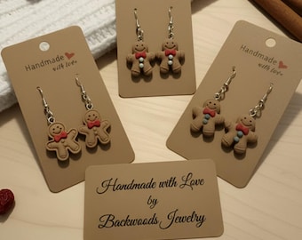 Pendientes navideños de pan de jengibre – Joyería navideña de resina