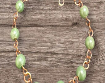 Pulsera de cuentas de cobre de 7" hecha a mano con gancho francés