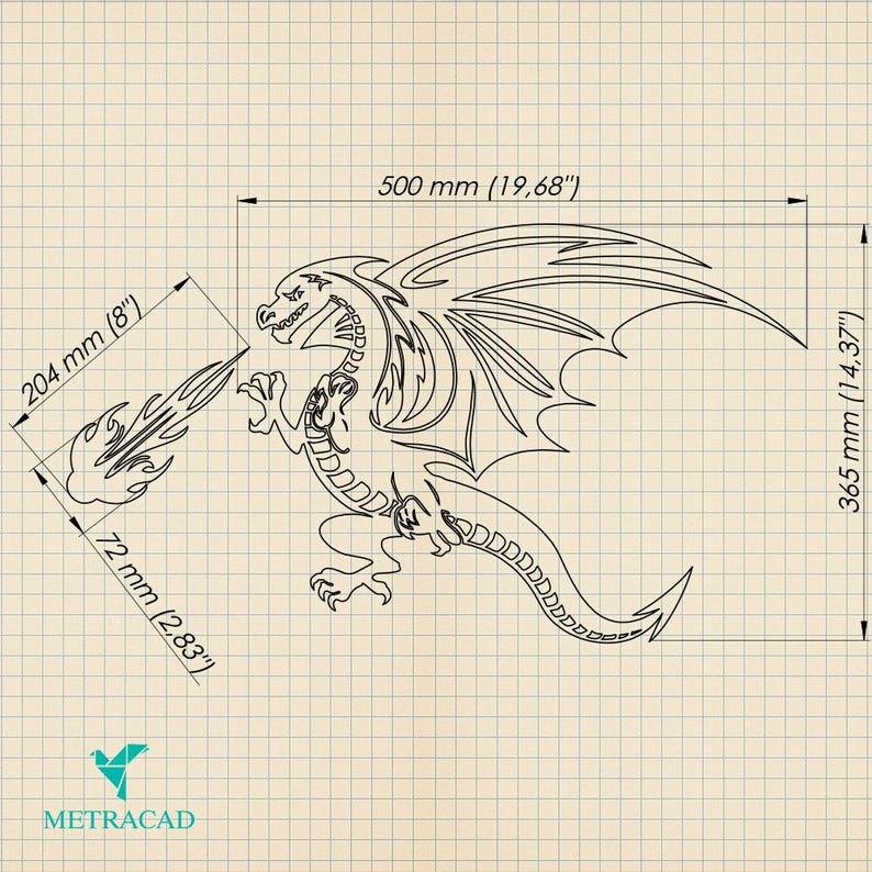 Dragon Wall Art - Laser Cut File (DXF, DWG, CDR) - Etsy
