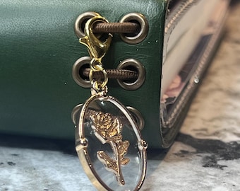 Gold Rose Journal Charm - Traveler's Notebook Charm