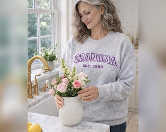 Embroidered Grandma Sweatshirt | Custom EST. Year, Grandmother Gift