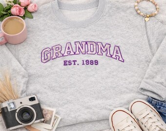 Embroidered Grandma Sweatshirt | Custom EST. Year, Grandmother Gift