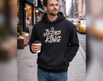 Jesus Is King Embroidered Hoodie | Christian Streetwear Faith Apparel