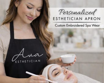 Delantal de esteticista personalizado / Nombre bordado a medida para uniforme de spa