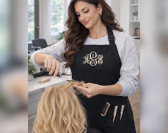 Embroidered Monogram Apron, Beautician, Hair Stylist Gift