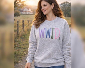 WWJD Sweatshirt | Embroidered Christian Crewneck, Faith-Based Gift