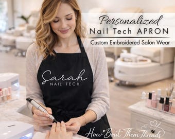 Personalized Embroidered Nail Tech Apron | Salon Workwear