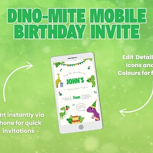 Dinosaur Mobile Birthday Party Invitation – Editable Template