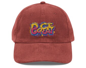 Vintage Corduroy Cap: Embroidered Cotton Trendy Hat