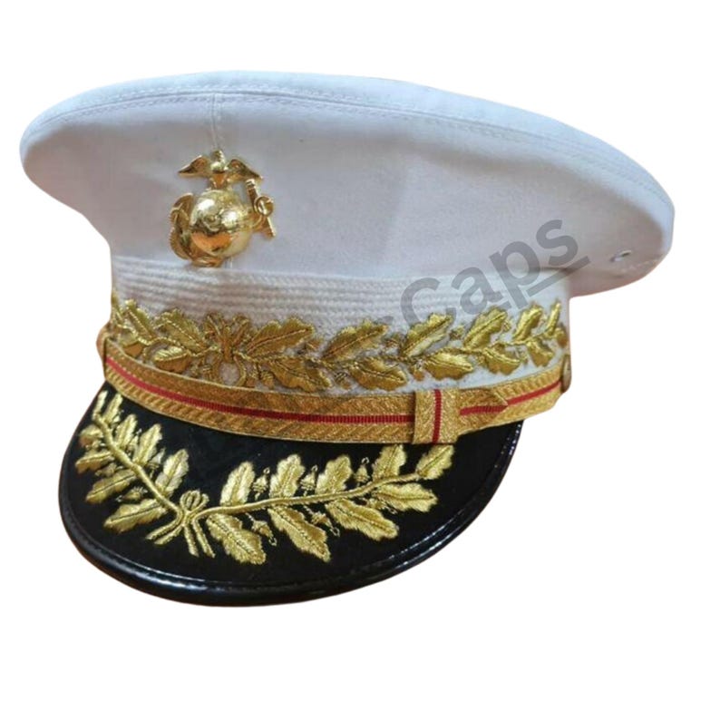USMC Style Commandant Dress White Hat Marine Officer Cap Replica - Etsy