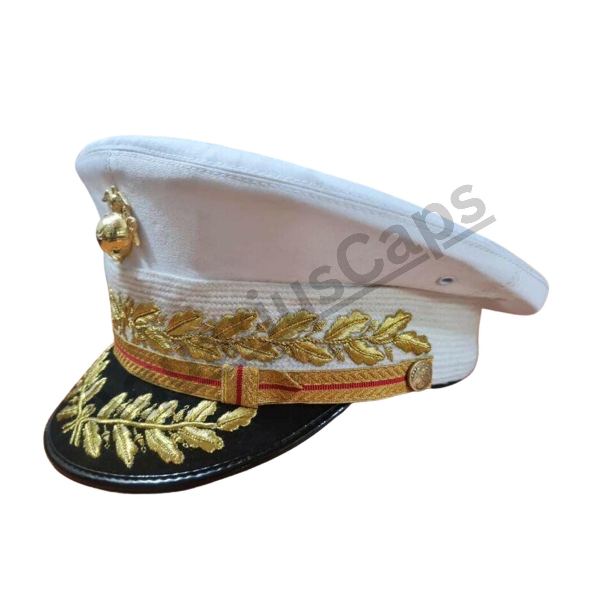 USMC Style Commandant Dress White Hat Marine Officer Cap Replica - Etsy