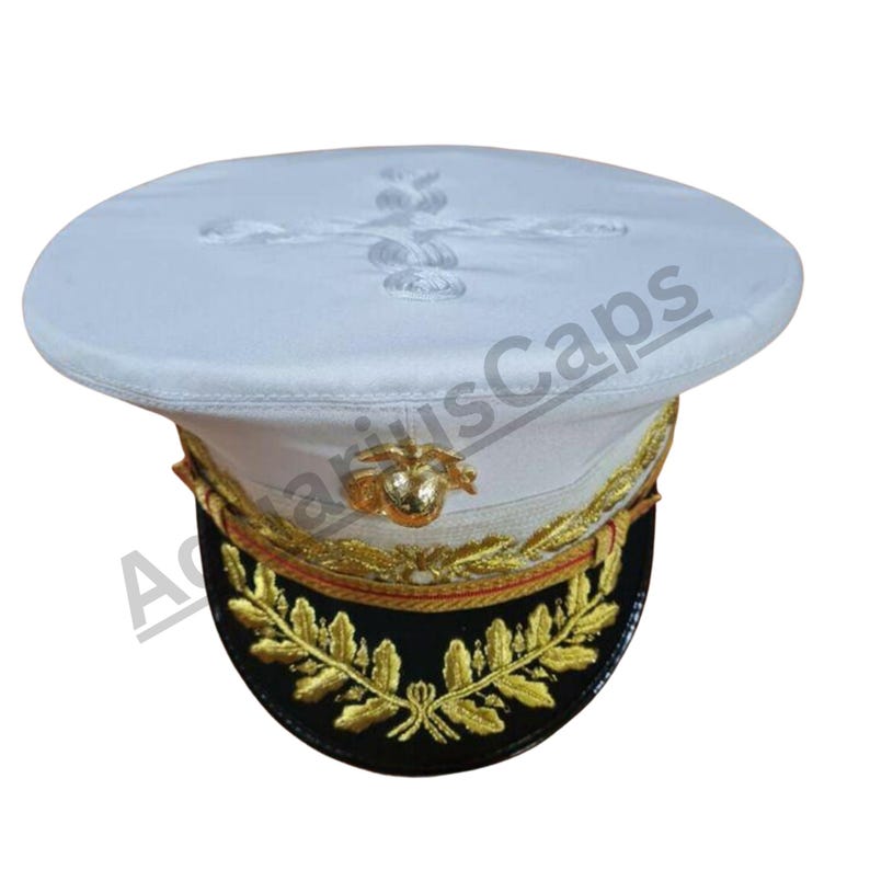 USMC Style Commandant Dress White Hat Marine Officer Cap Replica - Etsy