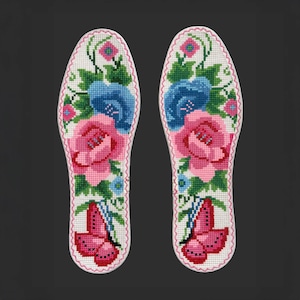 Beautiful Hand-stitched Artisan insoles - Cushioned Insoles for Foot Pain Relief - Breathable Footbed for Shoes, Boots and Sneakers