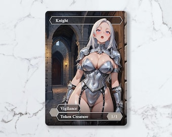 Knight (1/1, Vigilance) White Token | Custom Waifu Fanart Card (LUX)