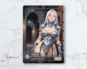 Knight (1/1, Vigilance) White Token | Custom Waifu Fanart Card (LUX)