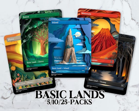 Basic Mountain Island Swamp Plains Forest | Land Proxy Card - Etsy