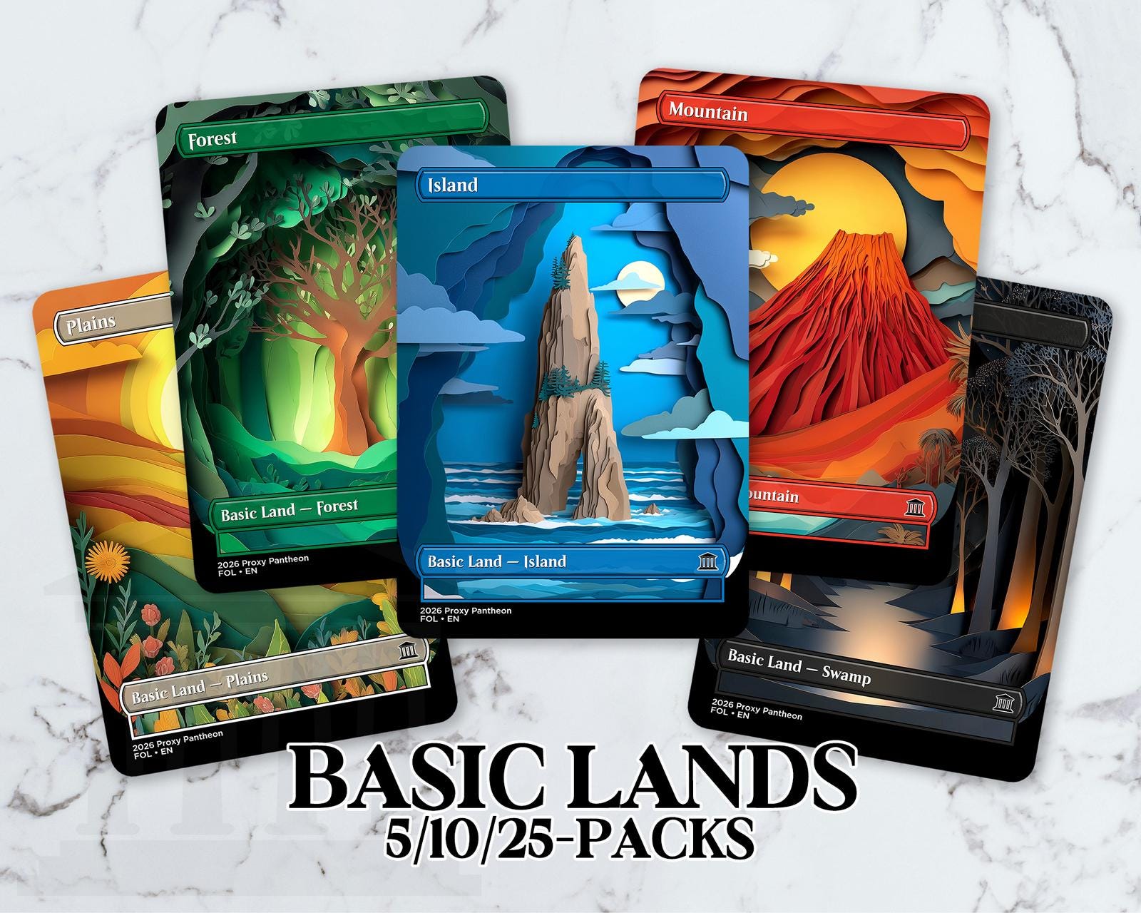 Basic Mountain Island Swamp Plains Forest | Land Proxy Card - Etsy