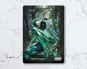 Fractal (0/0) Blue-Green Token | Custom Waifu Fanart Card (LUX)