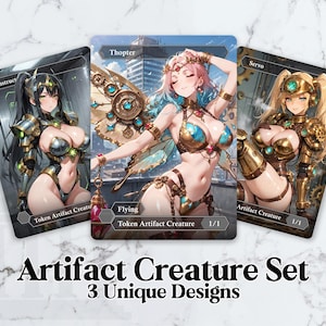 Artifact Creature Token Set (Construct, Servo, Thopter) | Custom Waifu Fanart Cards