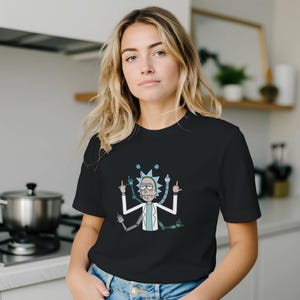 rick and morty t shirt | funny multi arm rick graphic tee | sarcastic sci fi cartoon unisex shirt | geeky adult swim gift