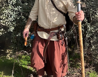 Men's Linen Blend Viking Pants: Medieval Pirate LARP Costume, Renaissance Faire Outfit
