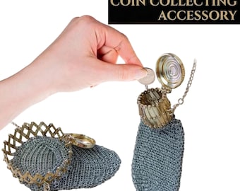Porte-monnaie en cotte de mailles, sac à main en maille vintage, pochette pour pièce de monnaie médiévale, accessoire Renaissance