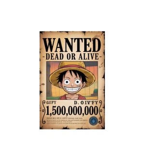 Set of 3 Mystery One Piece Posters - Wanted Luffy Poster - 1.5 Billion Berries - Vintage Style - Manga Anime Decoration