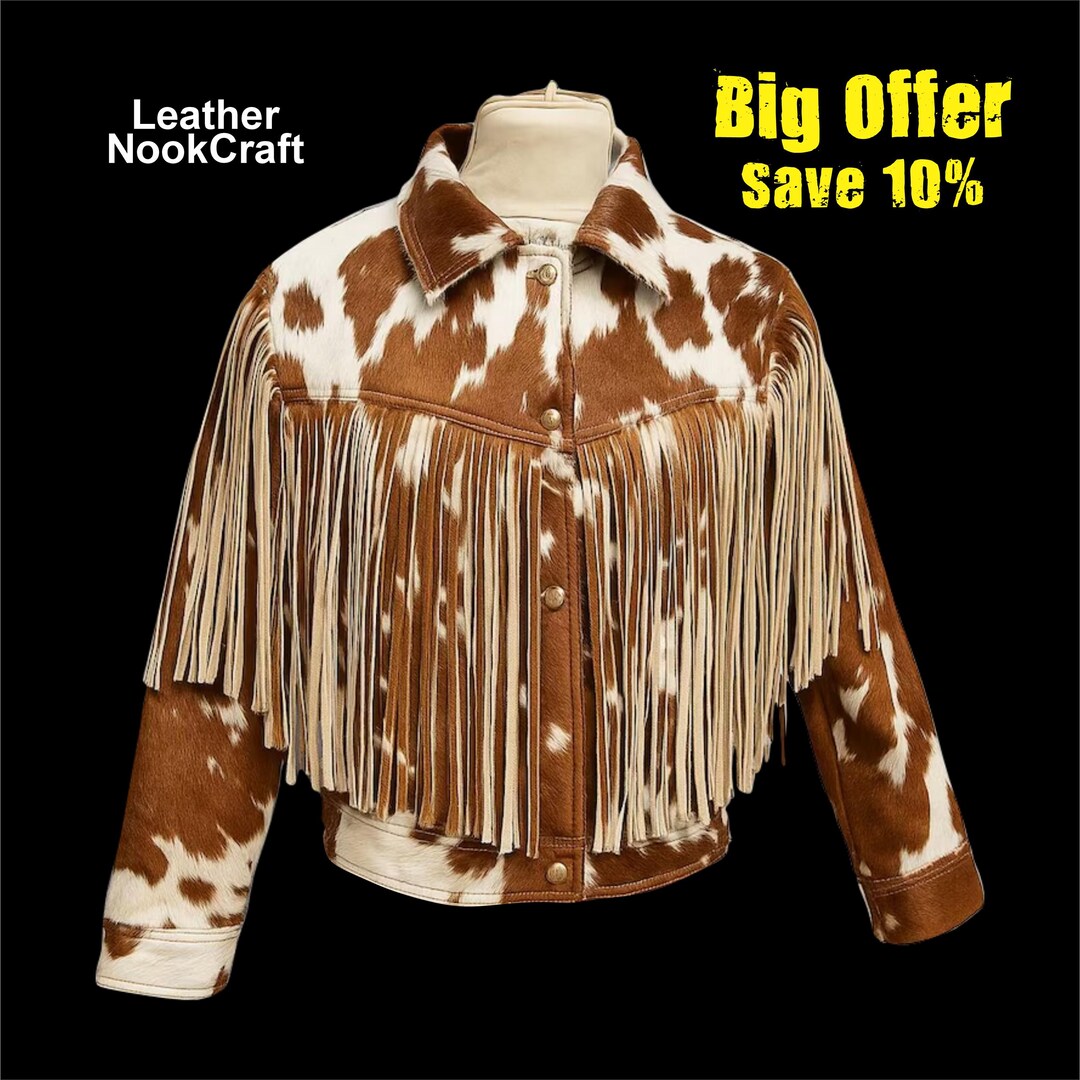 Handmade Brown Cowhide Jacket for Men and Women – Hair on Cow Print ...