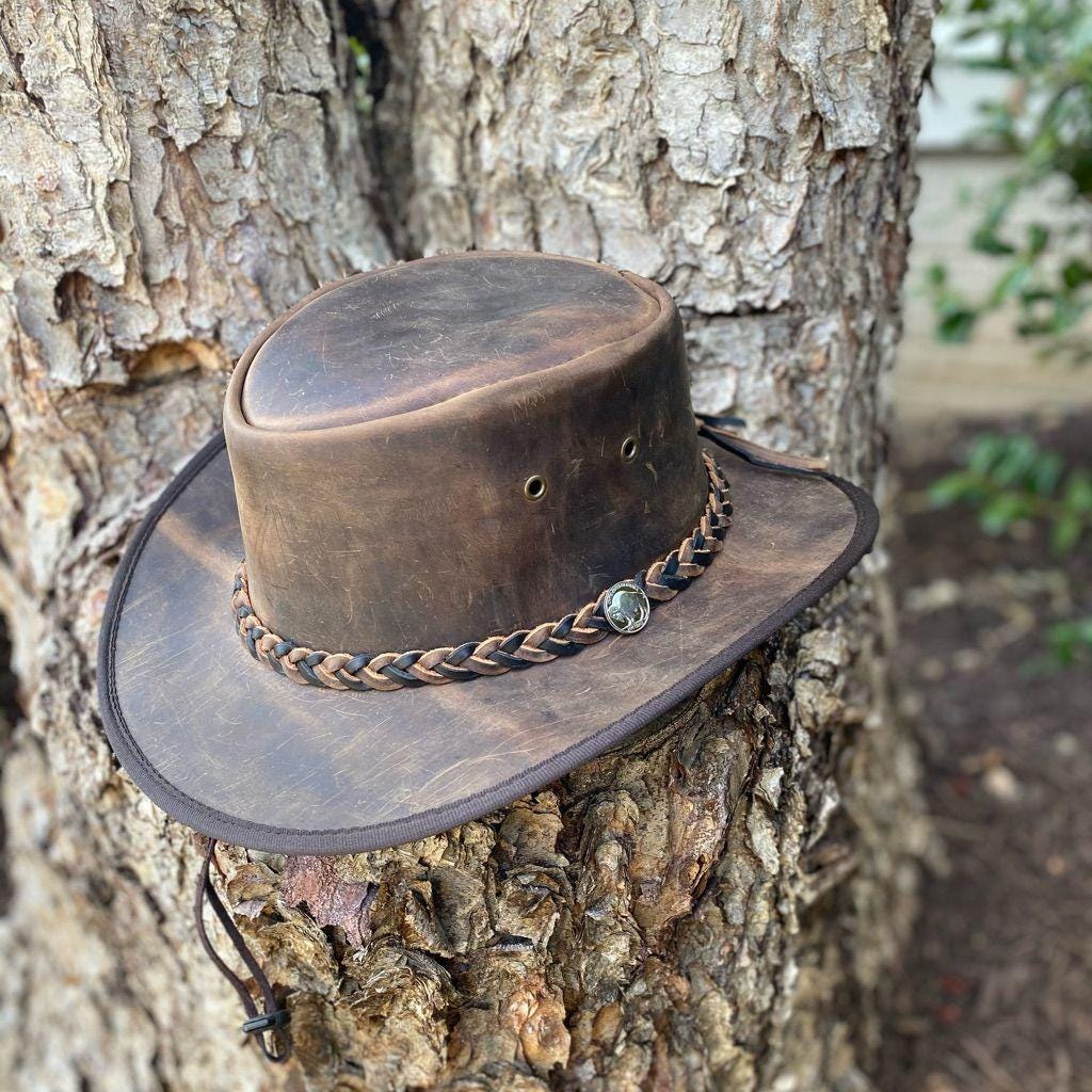Genuine Leather Brown Distressed Hat All Sizes (S to 2XL  display picture 3