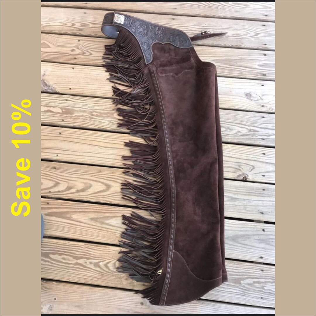 Western Cowboy Chap Fringes Suede Leather Pant Riding Chaps - Etsy