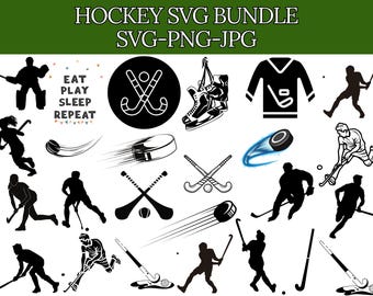 Hockey SVG-bundel: clipart, png, bestanden knippen (digitale download)