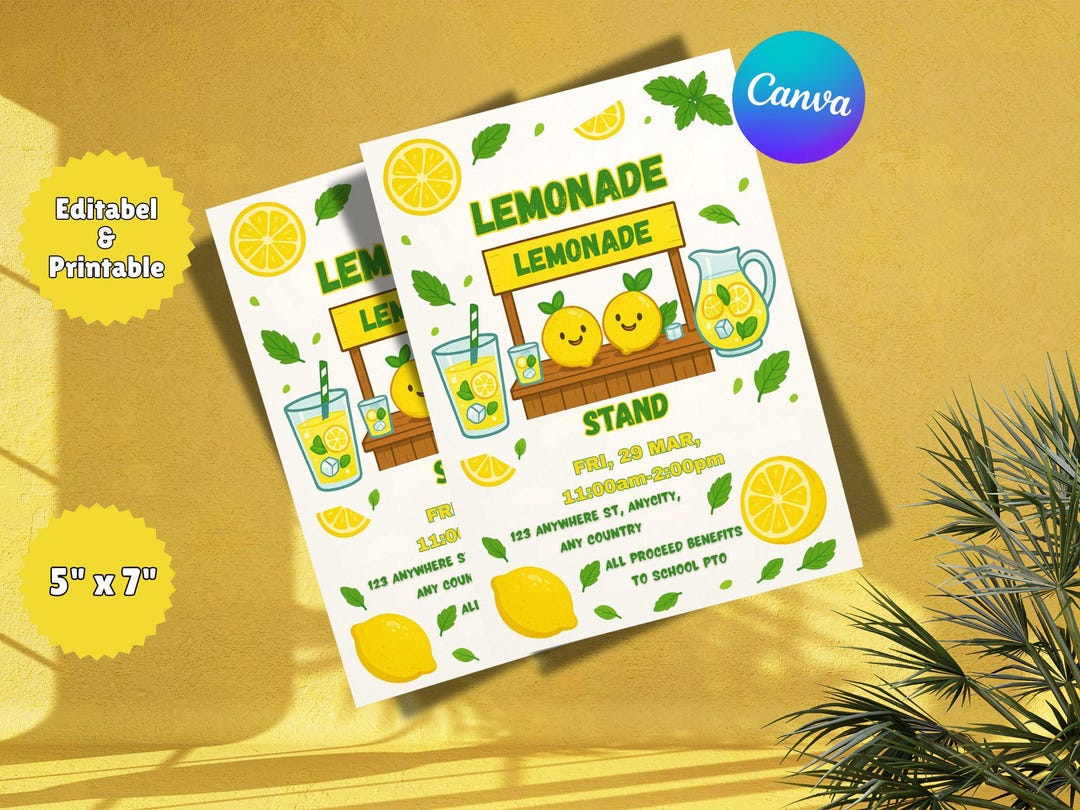 Lemonade Stand Signage Template: Printable Summer Flyer (canva Template ...