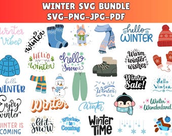 Winter SVG-bundel, Kerstmis, sneeuwpop (digitale bestanden)