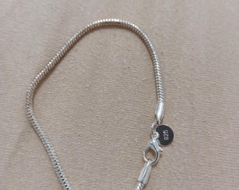 Pulsera de cadena de serpiente de plata de ley 925 / Pulsera con dije de plata auténtica / Joyería minimalista para mujer / Regalo para ella / Pulsera hipoalergénica