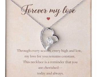 Forever My Love Necklace – Romantic Heart Pendant Gift for Her, Valentine’s Day Jewelry, Anniversary Gift, Meaningful Love Keepsake