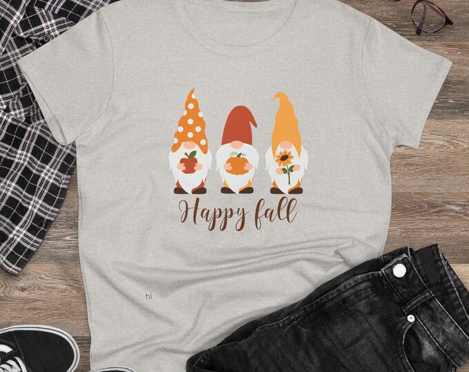 Fall Gnome Women's T-Shirt | Happy Fall Tee, Autumn Shirt, Seasonal Apparel, Light Weight Cotton Top, Gift for Her