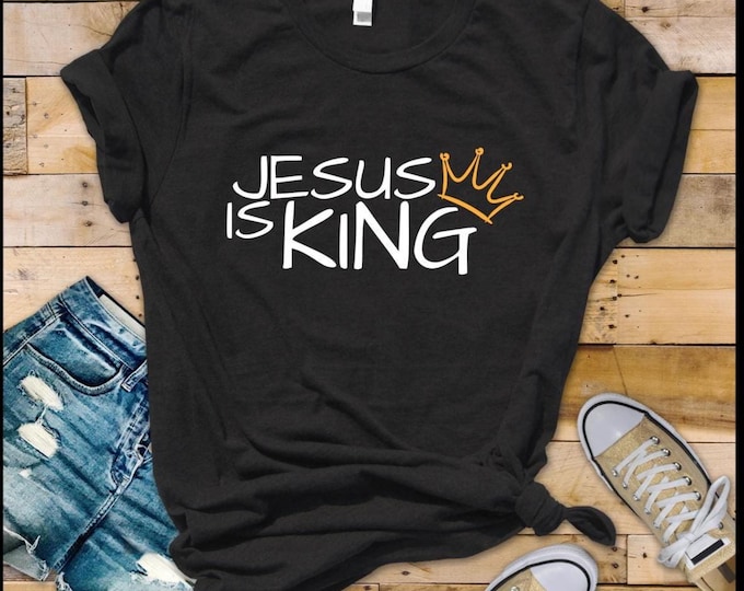 Jesus is King T-Shirt | Crown Graphic, Softstyle Cotton Tee