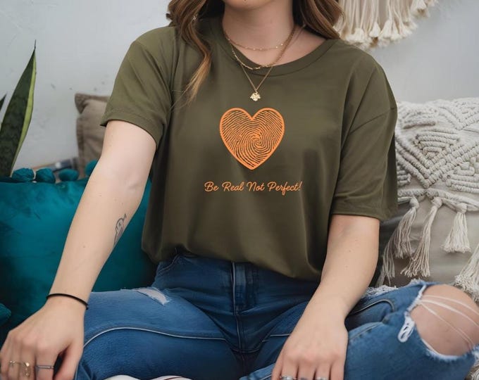 Be Real Not Perfect Cotton Tee, Heart Design