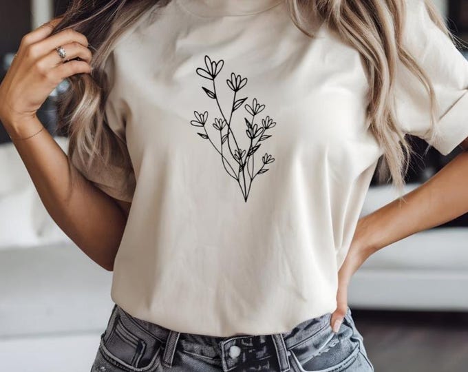 Floral Sketch T-Shirt: Soft Style Ring-Spun Cotton Tee