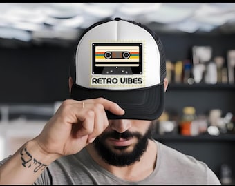 Retro Cassette Tape Trucker Cap, Music Festival Hat